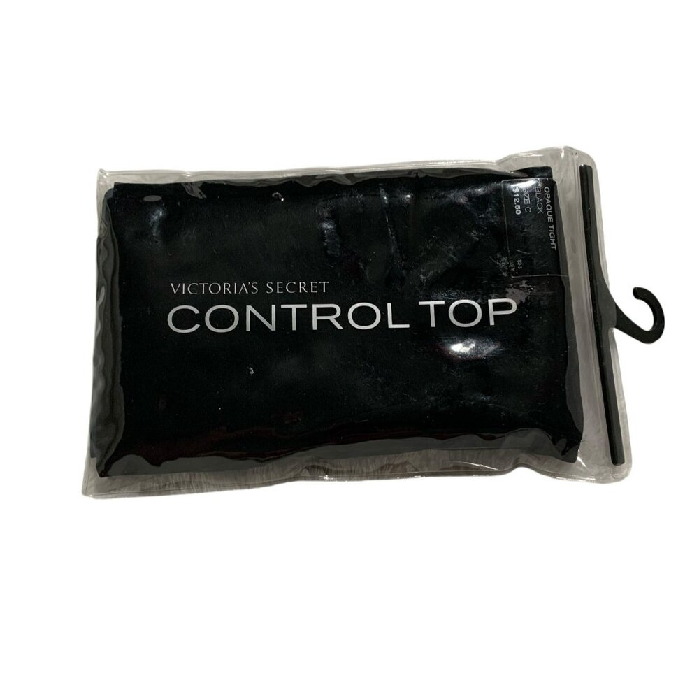 Victorias Secret Control Top Opaque‎ Tight Black Sz C Nylon & Lycra Spandex